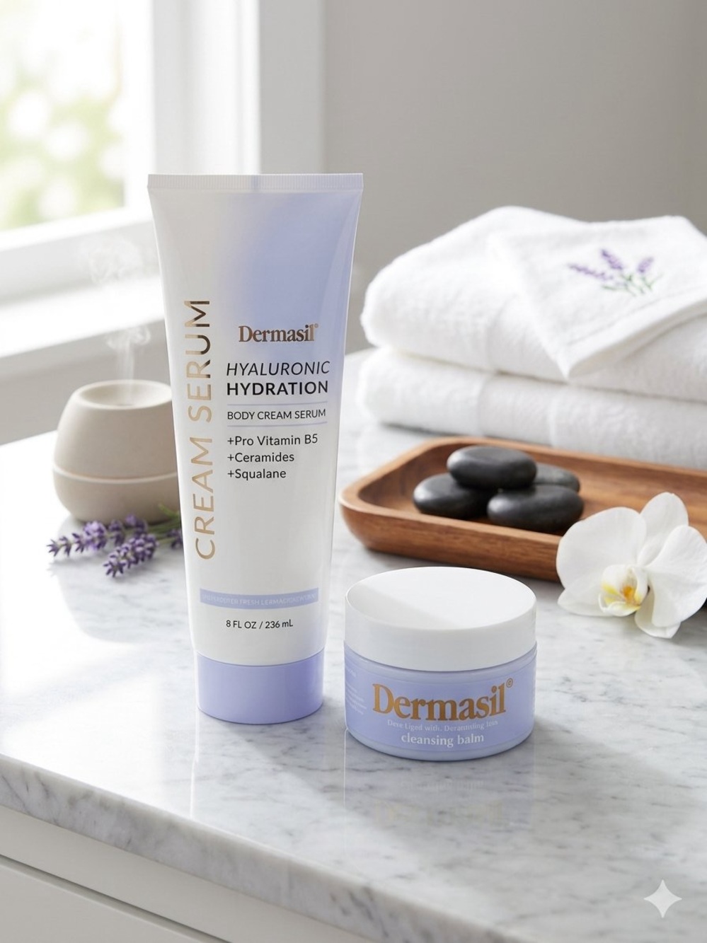 Hyaluronic Hydration Body Cream Serum and Cleansing Balm